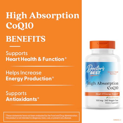 Doctor’s Best High Absorption CoQ10 with BioPerine 100mg – 360 Vegan Caps