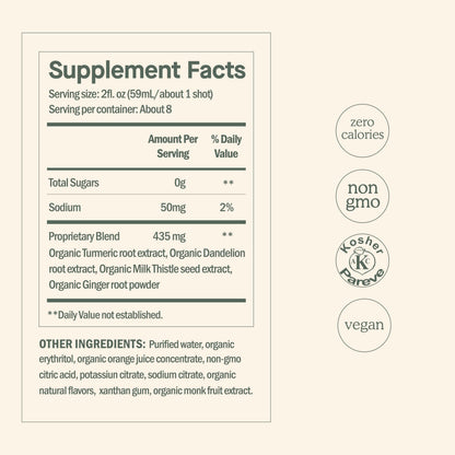 DOSE Liver Support Shots – Organic Milk Thistle, Turmeric & Ginger (16oz, 6 Pack)