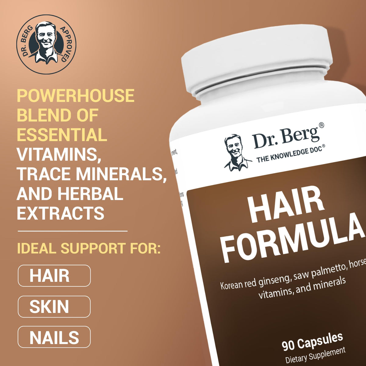 Dr. Berg Hair, Skin & Nails Vitamins, 90 Capsules