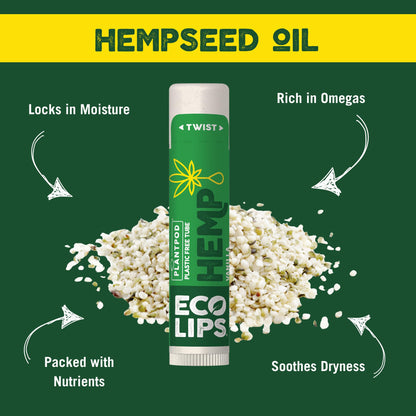 Eco Lips Organic Hemp Lip Balm — Vanilla, Plastic-Free, 6-Pack