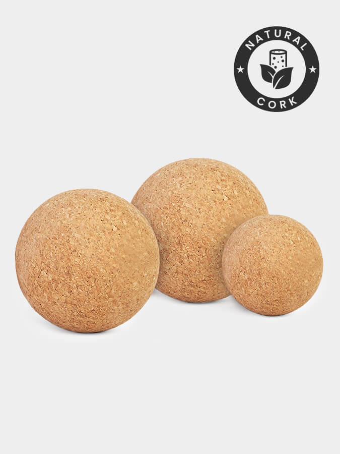 Yoga Studio Cork Massage Ball Set of 3 — 4cm, 2x6cm