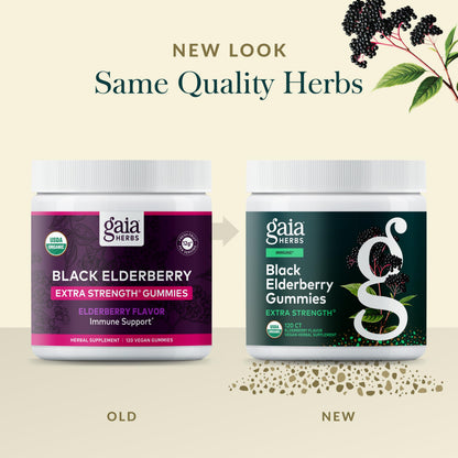 Gaia Herbs Black Elderberry Gummies – Extra Strength Immune Support | 120 Gummies