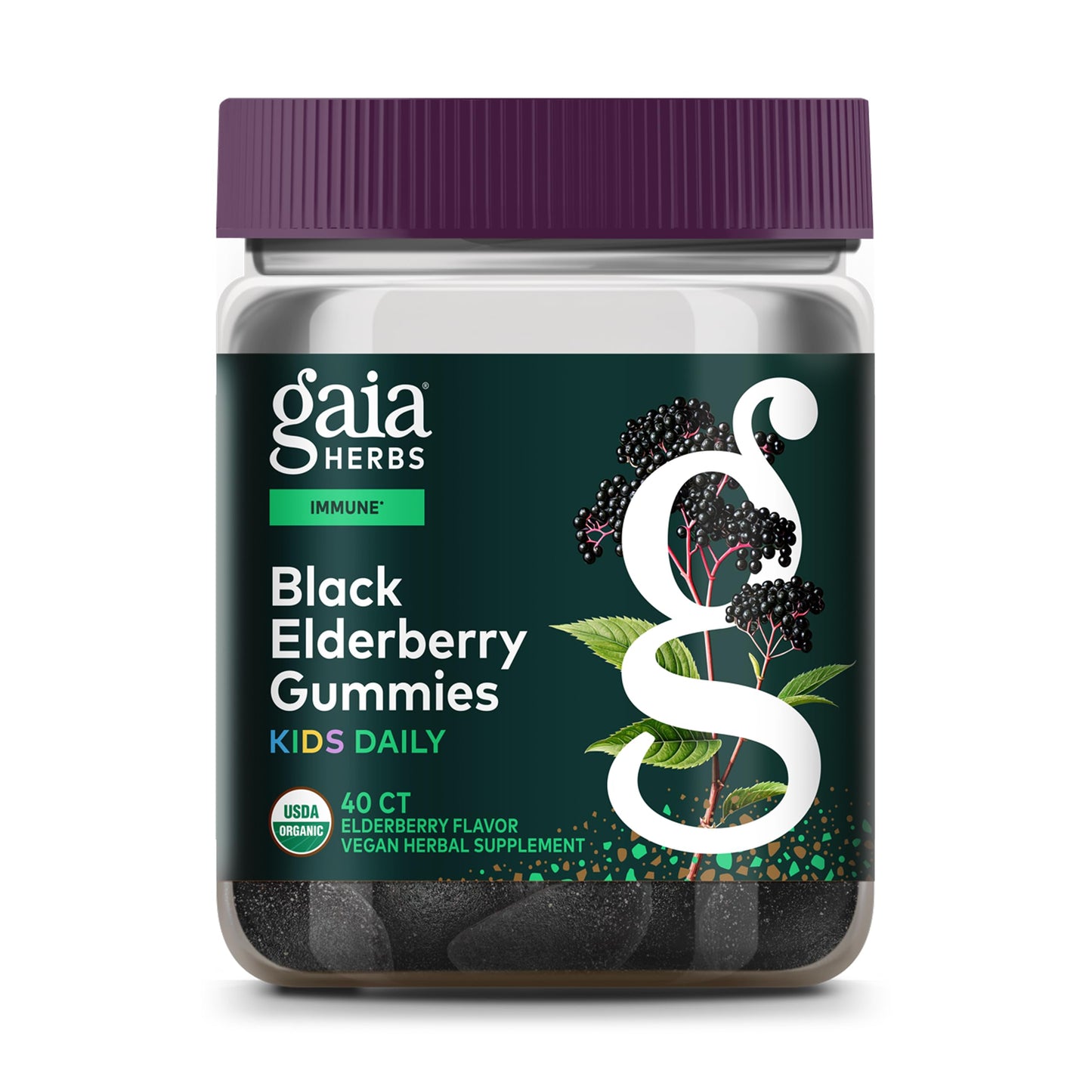 GaiaKids Black Elderberry Daily Gummies for Kids — 40 Gummies