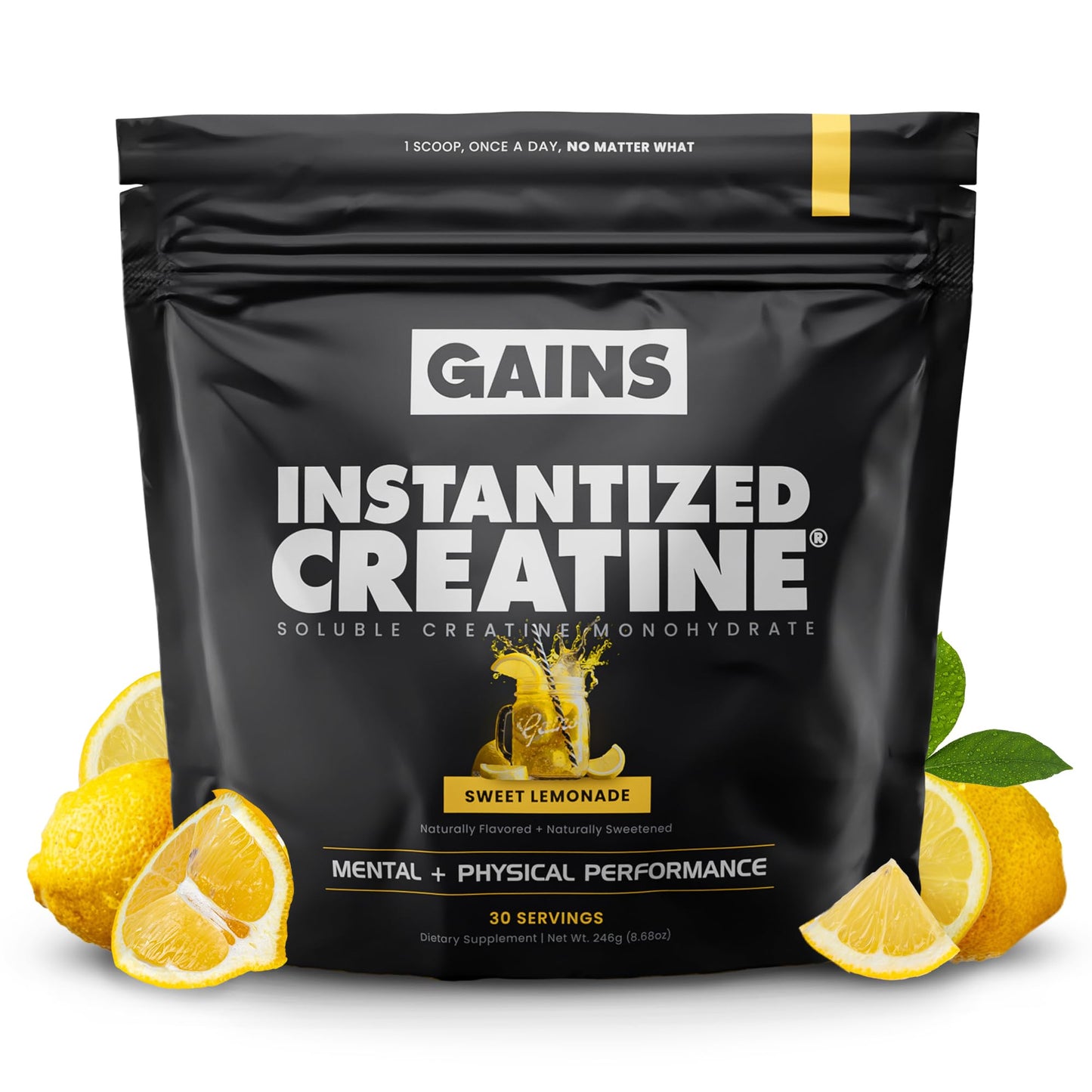 Gains in Bulk Instantized Creatine Monohydrate – Sweet Lemonade 30 Servings