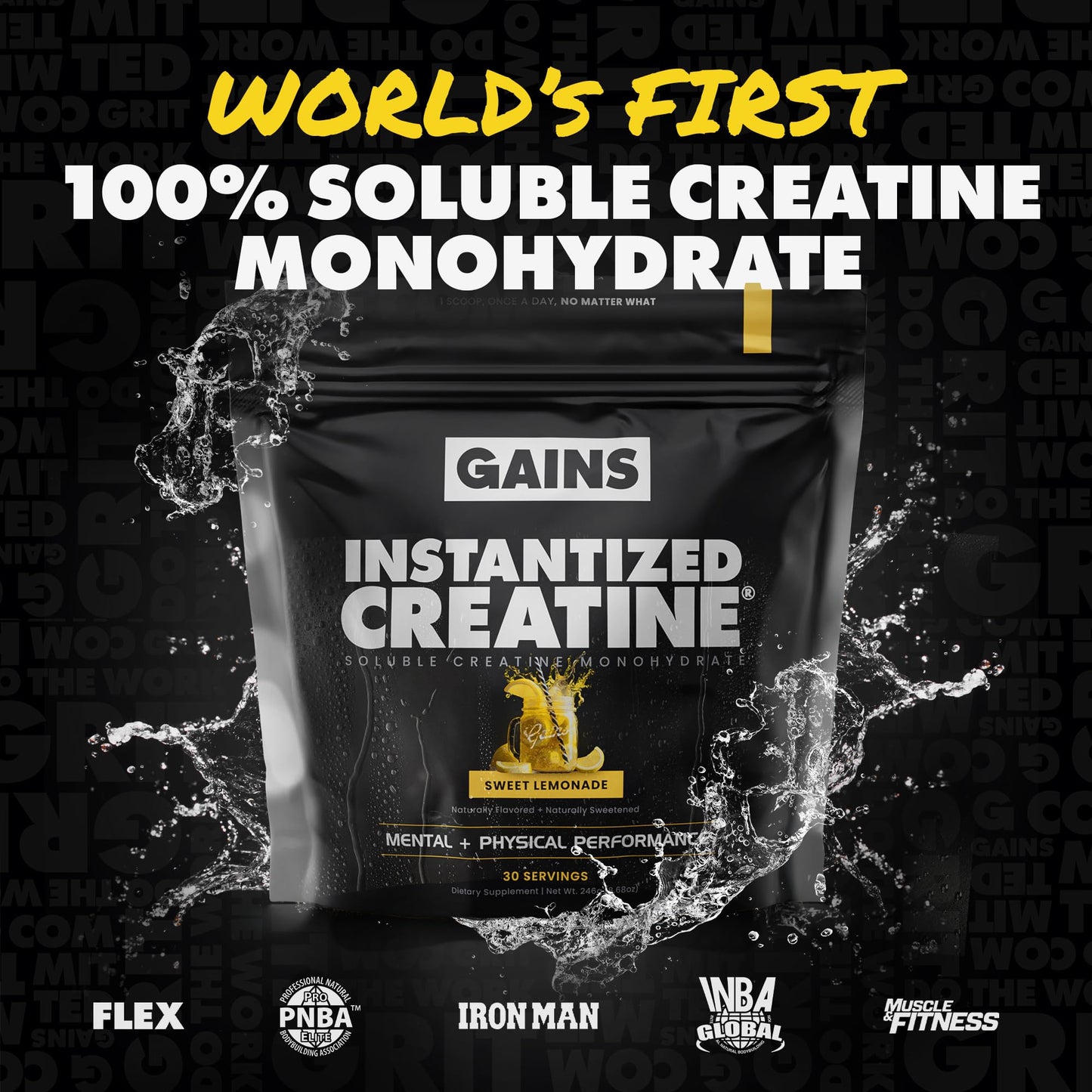 Gains in Bulk Instantized Creatine Monohydrate – Sweet Lemonade 30 Servings