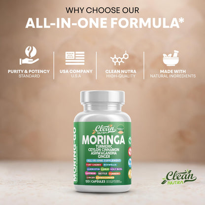 Clean Nutra Moring-Go Moringa & Turmeric Capsules 13-in-1