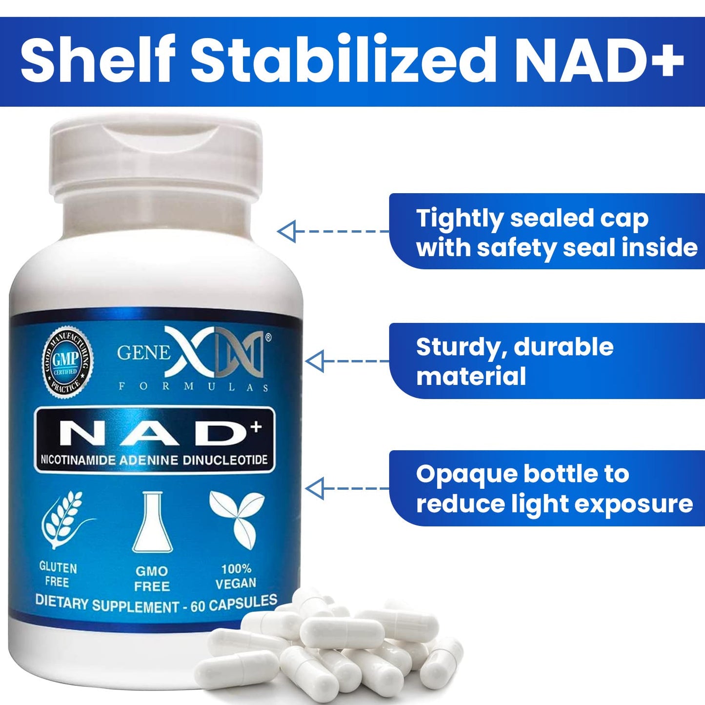 Genex NAD+ 250mg – 60 Capsules | Actual NAD+ Not a Precursor