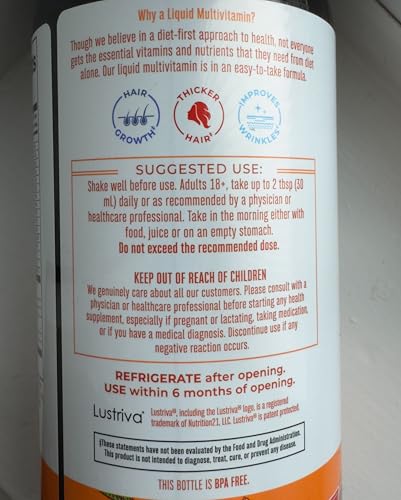 MaryRuth Organics Liquid Multivitamin + Hair Growth with Lustriva – Thicker Hair, Smoother Skin | Biotin 10000mcg | 30 Fl Oz