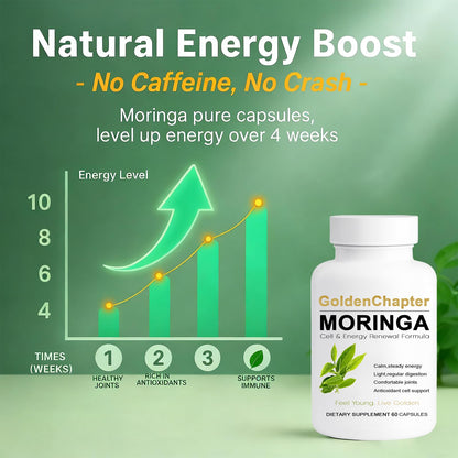 Golden Chapter Moringa Capsules with Iron, Magnesium, B12 & Vitamin C 60ct