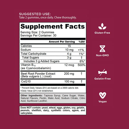 Goli Beets Cardio Gummies — CoQ10 & Beetroot Extract, 60ct