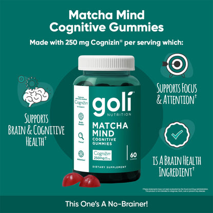Goli Matcha Mind Gummies – Matcha & Cognizin | 180 Gummies - Calm Era