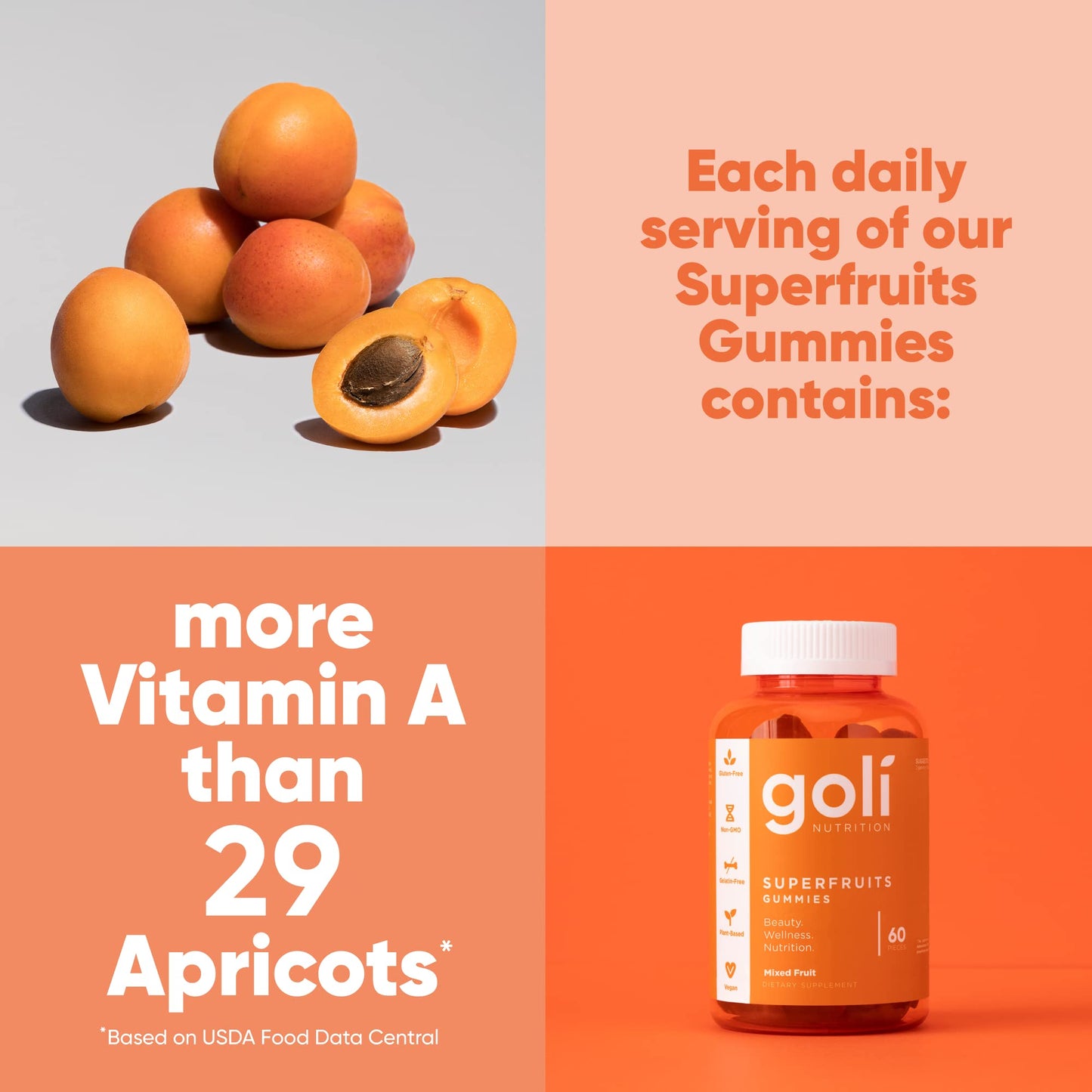 Goli SuperFruits Beauty Gummies — Collagen & Vitamin C, 60ct