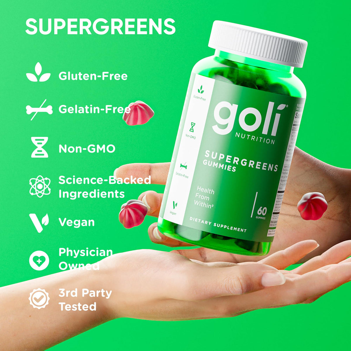 Goli Supergreens Gummies with Probiotics – 5 Pack | 300 Gummies - Calm Era