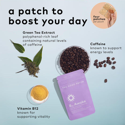 The Good Patch B12 Awake – Caffeine, B12 & Green Tea | Natural Energy | 24 Patches