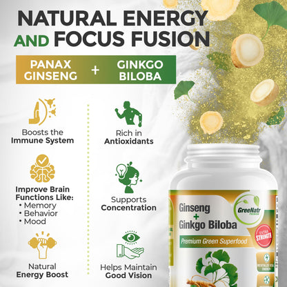 GreeNatr Ginkgo Biloba, Panax Ginseng & Moringa Bundle
