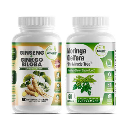 GreeNatr Ginkgo Biloba, Panax Ginseng & Moringa Bundle