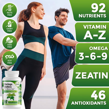 GreeNatr Pure Moringa Oleifera Capsules 1000mg | 3-Bottle Pack