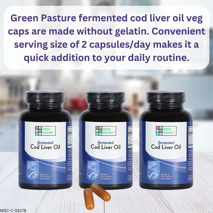 Green Pasture Fermented Cod Liver Oil – Non-Gelatin 120 Capsules
