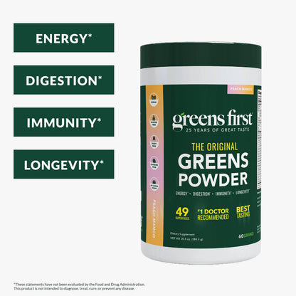 Greens First Original Greens Powder – Peach Mango | 60 Servings - Calm Era