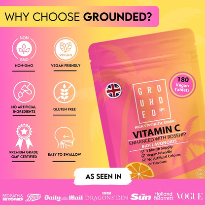 Grounded Vitamin C 500mg with Rosehip & Bioflavonoids