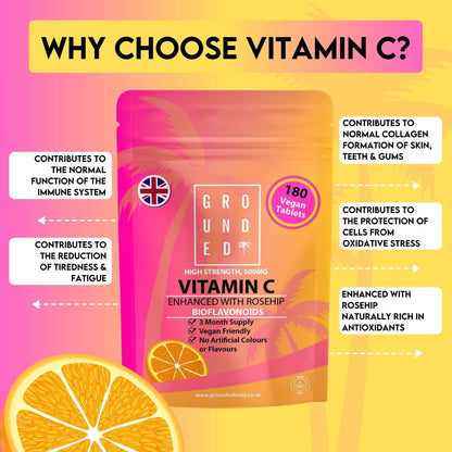 Grounded Vitamin C 500mg with Rosehip & Bioflavonoids