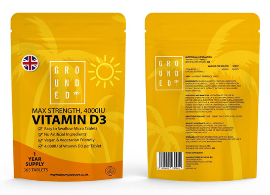 Grounded Vitamin D3 4000 IU – 365 Tablets, High-Strength Daily Supplement