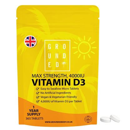 Grounded Vitamin D3 4000 IU – 365 Tablets, High-Strength Daily Supplement