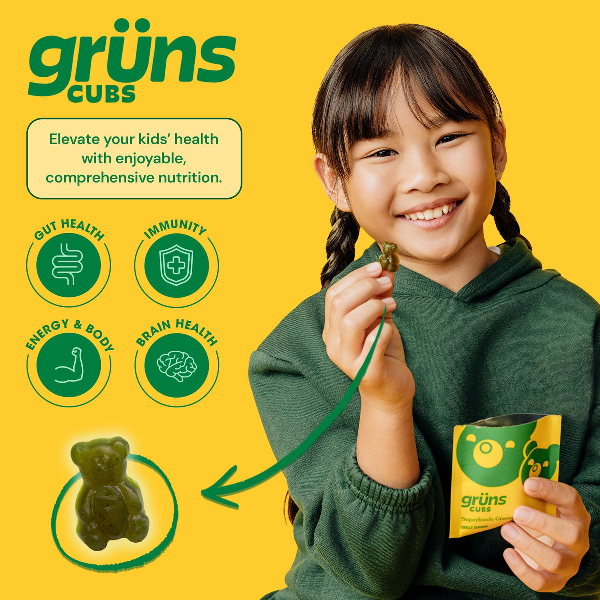 Grüns Kids Multivitamin Gummies – Super Greens 28ct - Calm Era