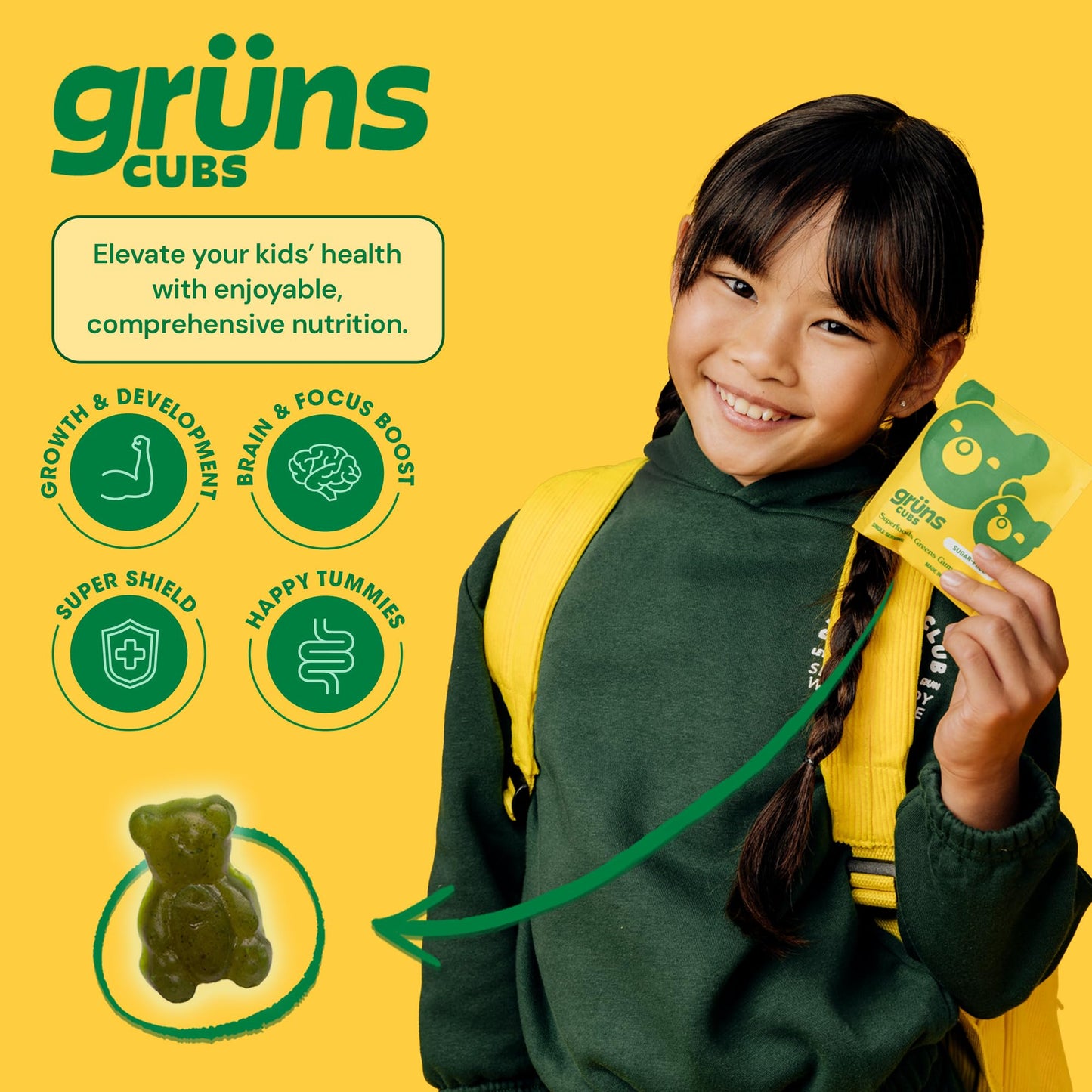 Grüns Multivitamin for Kids – Sugar-Free Super Greens Gummies 28ct