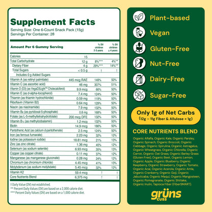 Grüns Multivitamin for Kids – Sugar-Free Super Greens Gummies 28ct