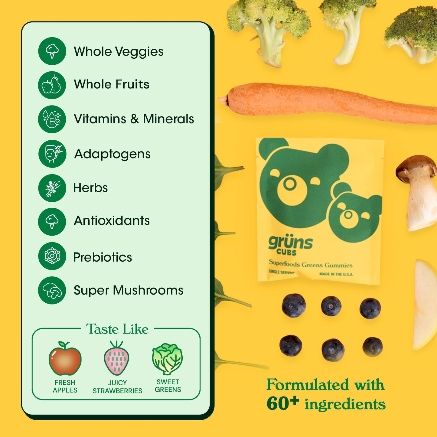 Grüns Kids Multivitamin Gummies – Super Greens 28ct