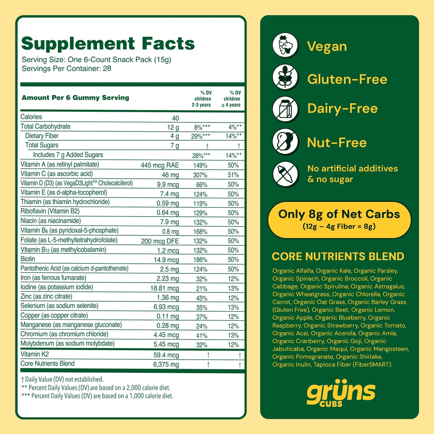 Grüns Kids Multivitamin Gummies – Super Greens 28ct
