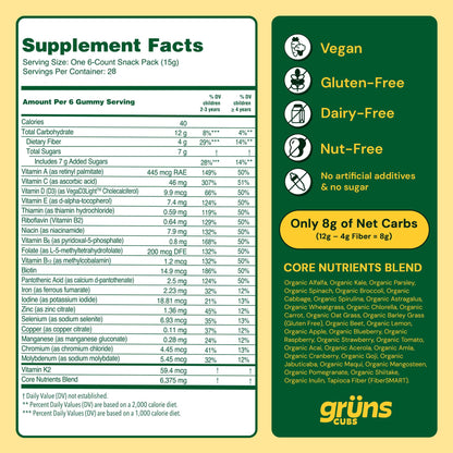 Grüns Kids Multivitamin Gummies – Super Greens 28ct
