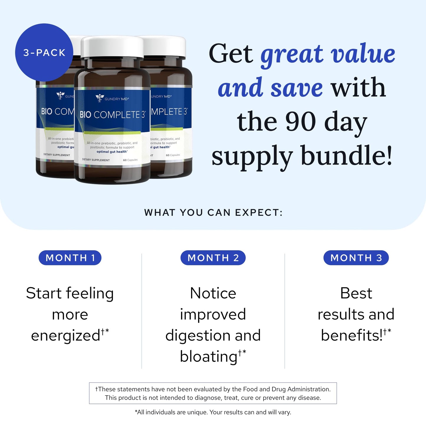 Gundry MD Bio Complete 3 – Prebiotic, Probiotic & Postbiotic 90-Day Supply