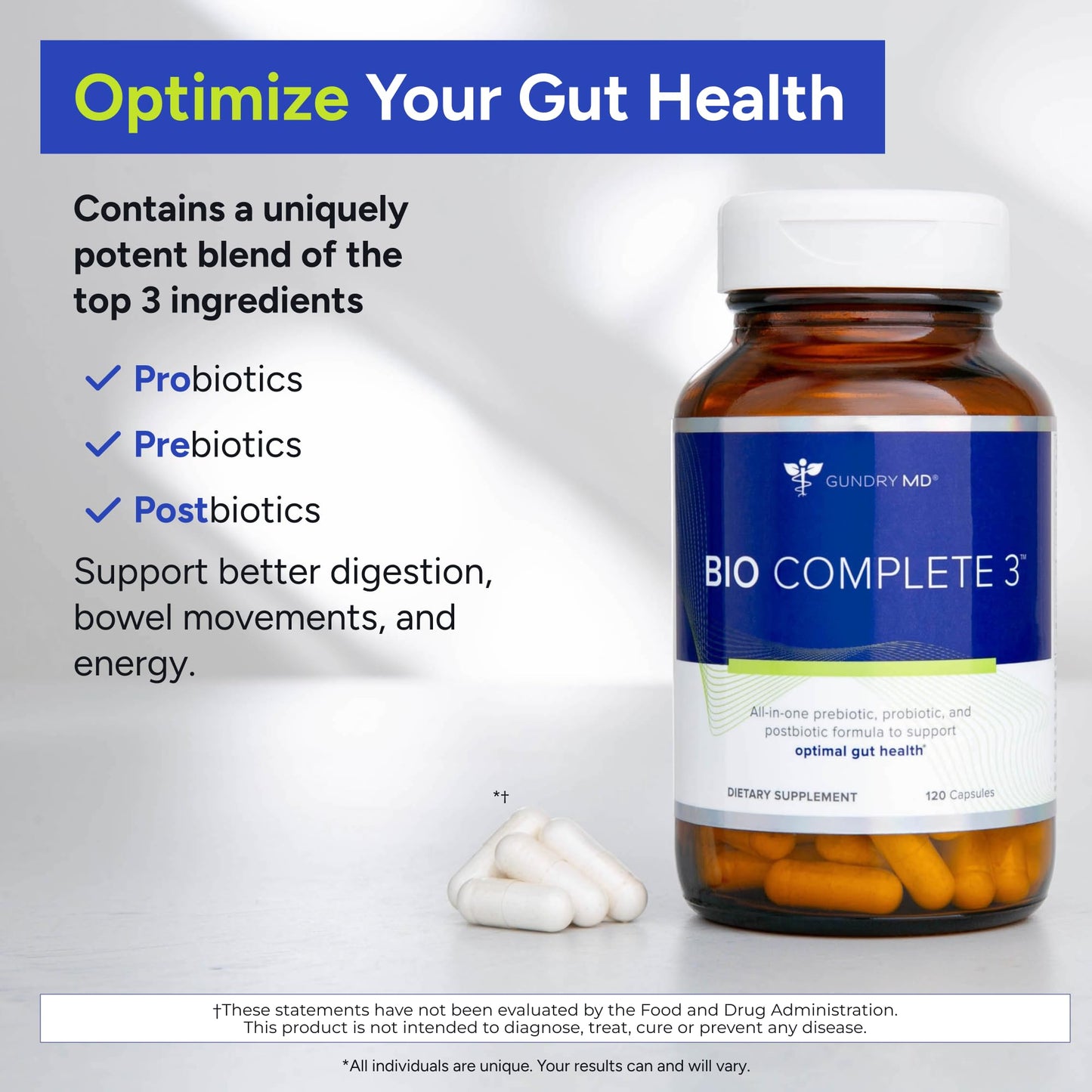 Gundry MD Bio Complete 3 – Prebiotic, Probiotic & Postbiotic 30-Day Supply