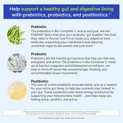 Gundry MD Bio Complete 3 – Prebiotic, Probiotic & Postbiotic 90-Day Supply