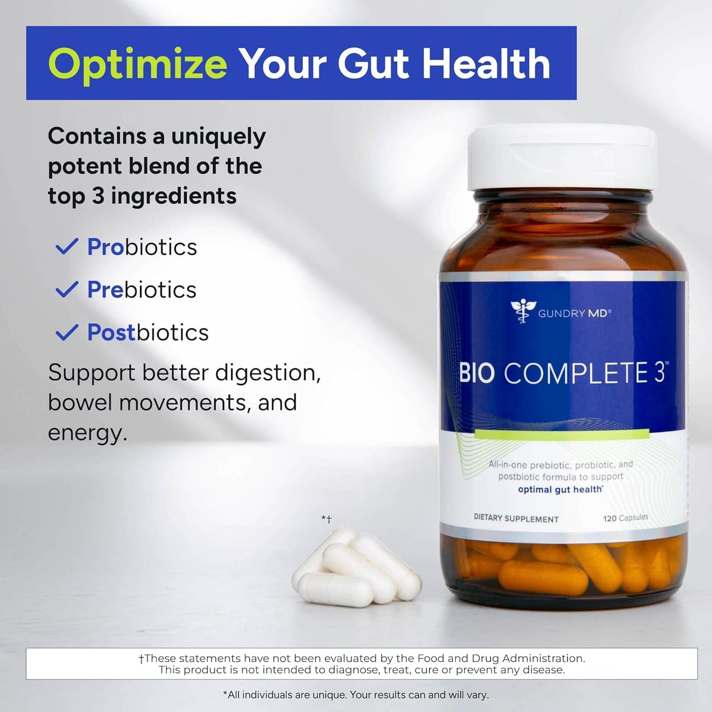 Gundry MD Bio Complete 3 – Prebiotic, Probiotic & Postbiotic 90-Day Supply