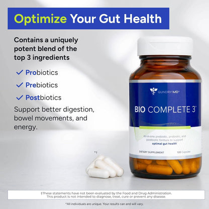 Gundry MD Bio Complete 3 – Prebiotic, Probiotic & Postbiotic 90-Day Supply