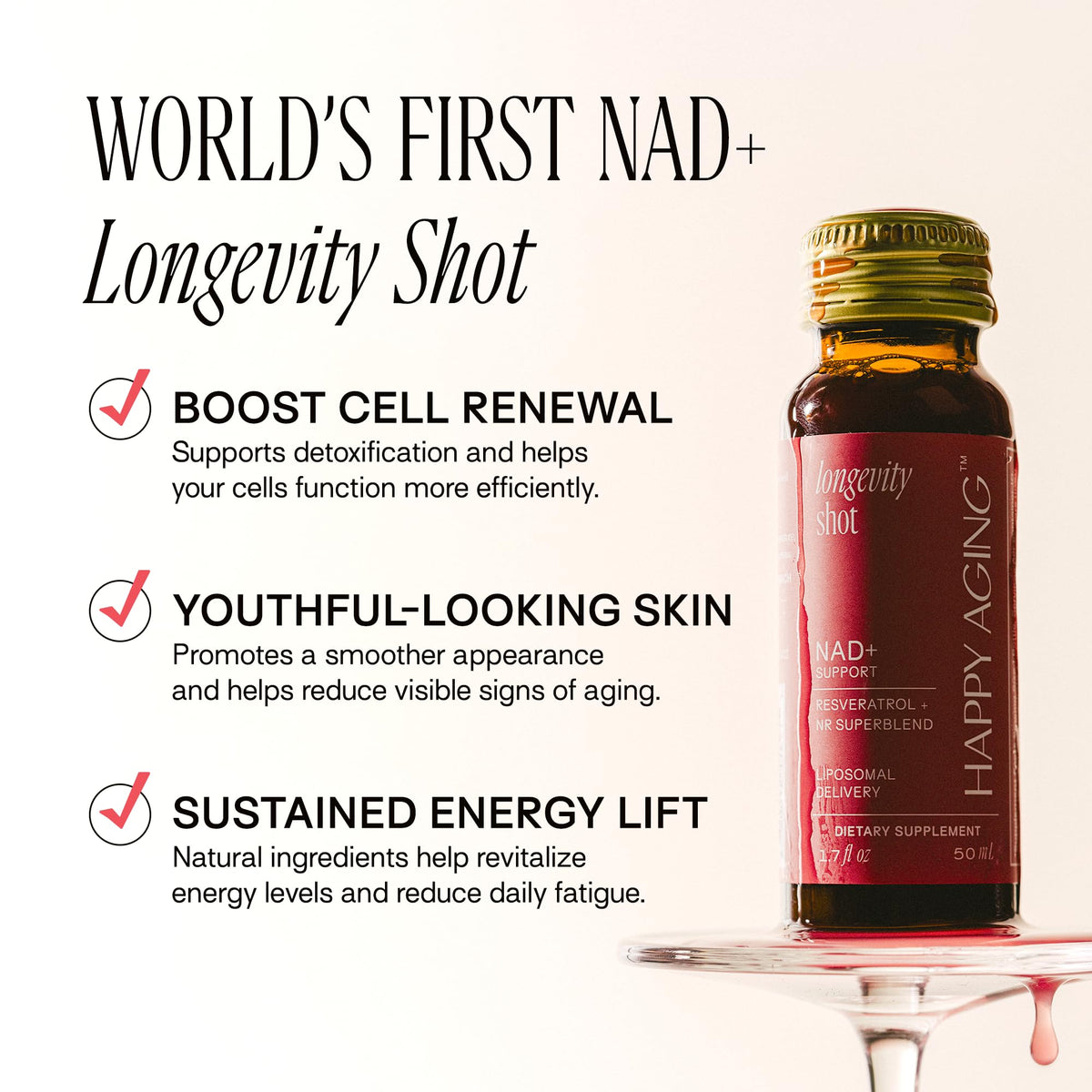 Happy Aging Liquid NAD+ Shot – Liposomal NR & Resveratrol | 30 Shots - Calm Era