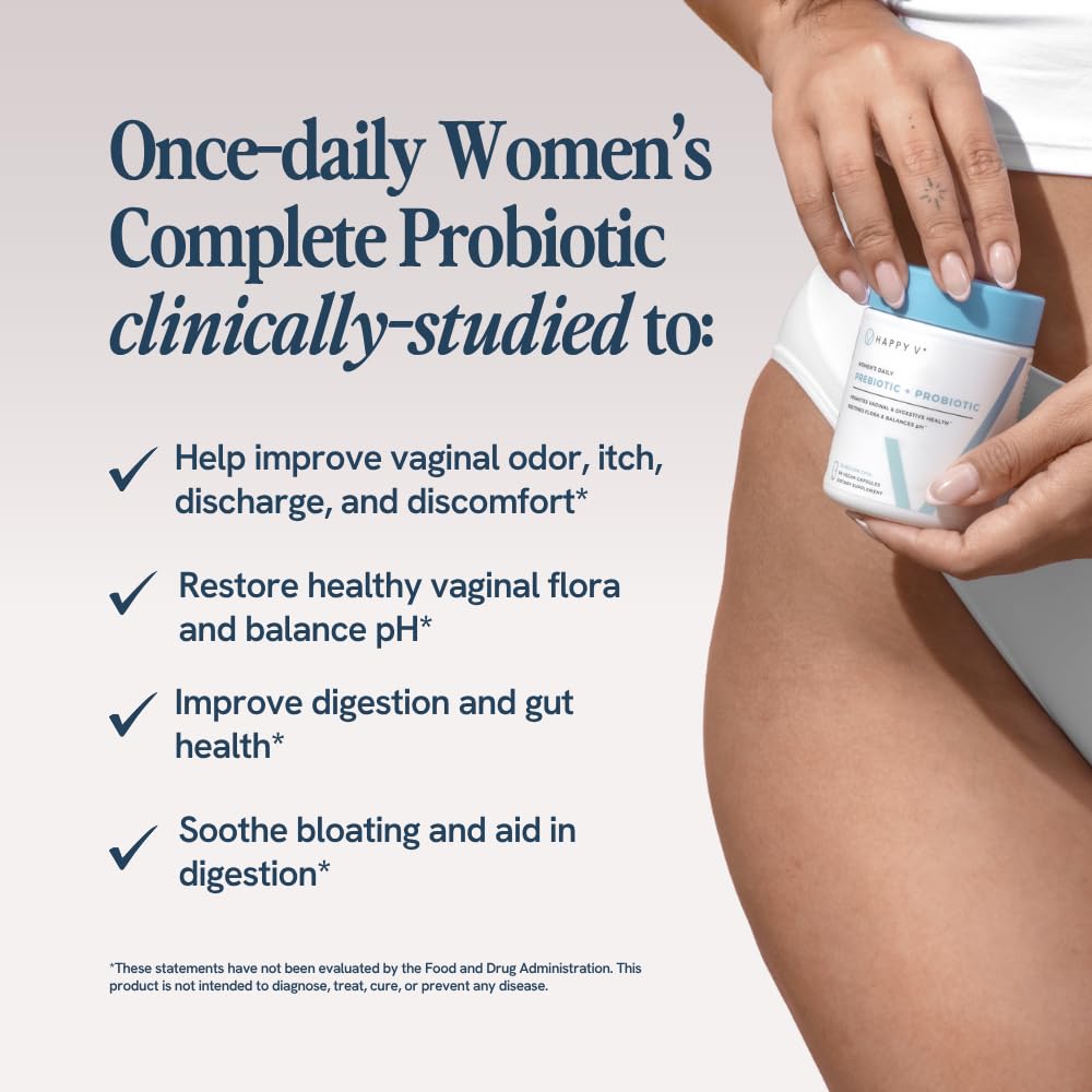 Happy V Dr. Formulated Vaginal Probiotics for Women – pH Balance, Urinary & Gut Support - Calm Era