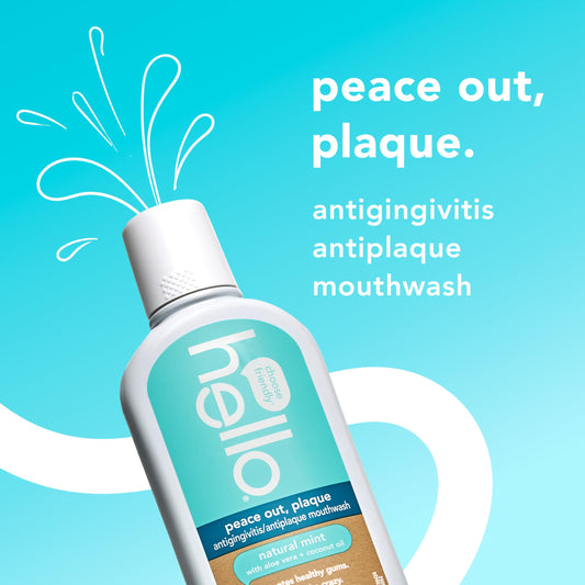 Hello Peace Out Plaque Mouthwash — Fluoride-Free, Alcohol-Free, 3 x 16oz