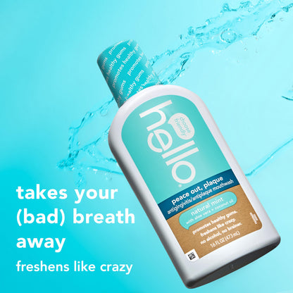 Hello Peace Out Plaque Mouthwash — Fluoride-Free, Alcohol-Free, 3 x 16oz