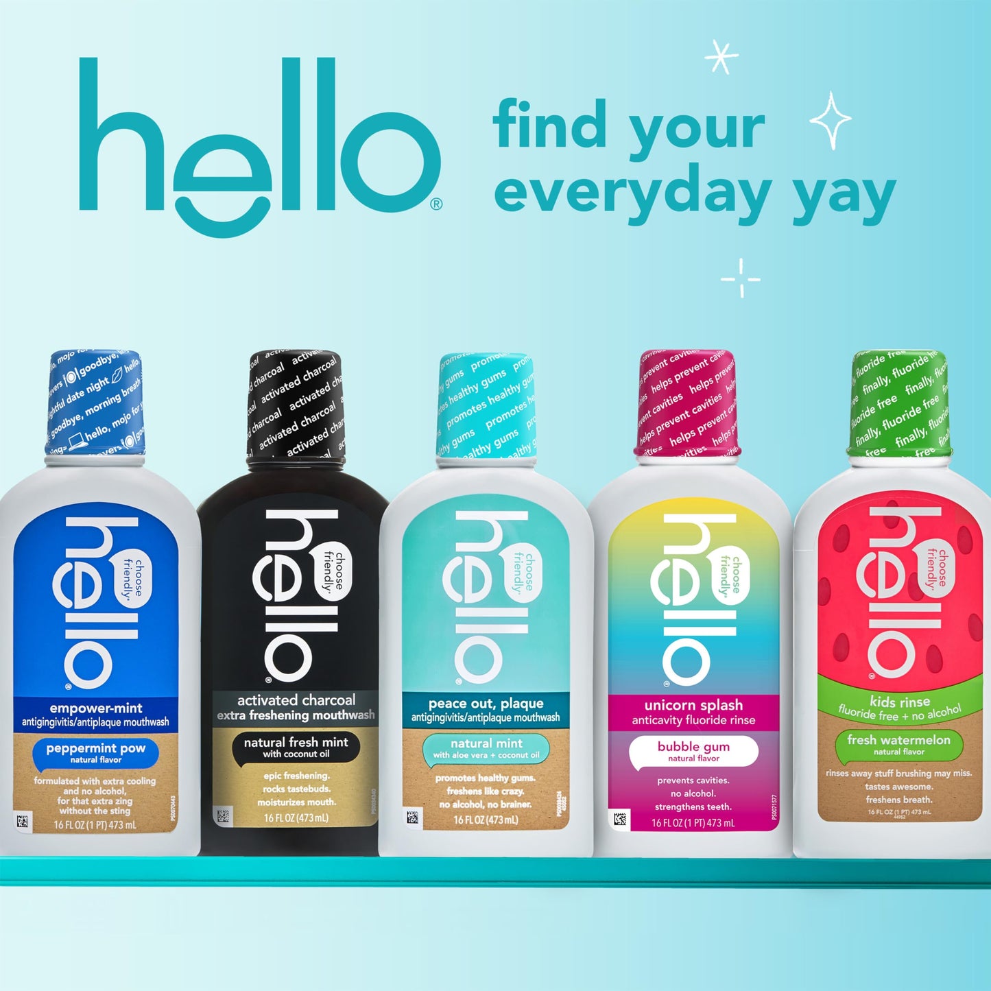 Hello Peace Out Plaque Mouthwash — Fluoride-Free, Alcohol-Free, 3 x 16oz
