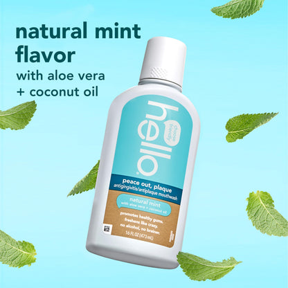 Hello Peace Out Plaque Mouthwash — Fluoride-Free, Alcohol-Free, 3 x 16oz - Calm Era