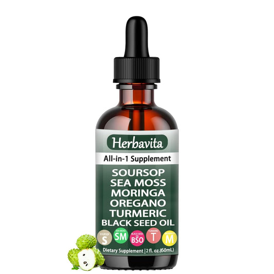 Herbavita Soursop Liquid Drops 10-in-1 with Moringa & Sea Moss 1ml Daily