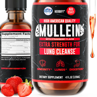 Herbify Mullein Drops – Strawberry 4oz