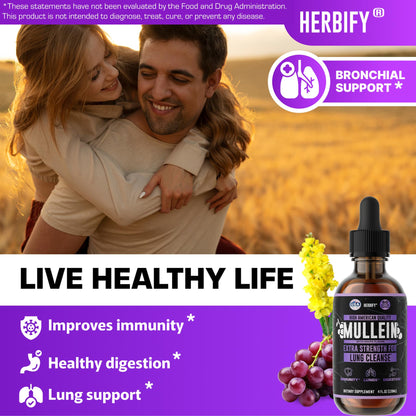 Herbify Mullein Drops Lung & Immune Support 4oz Grape