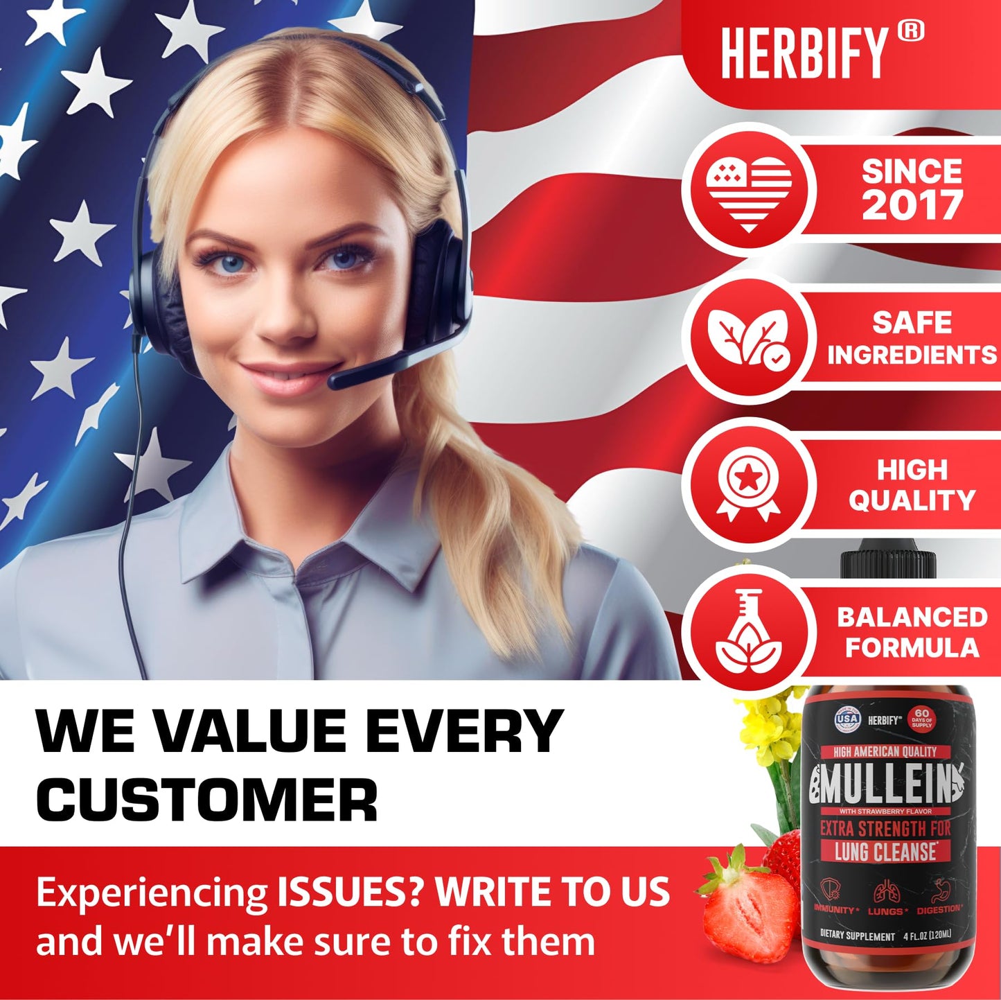 Herbify Mullein Drops – Strawberry 4oz