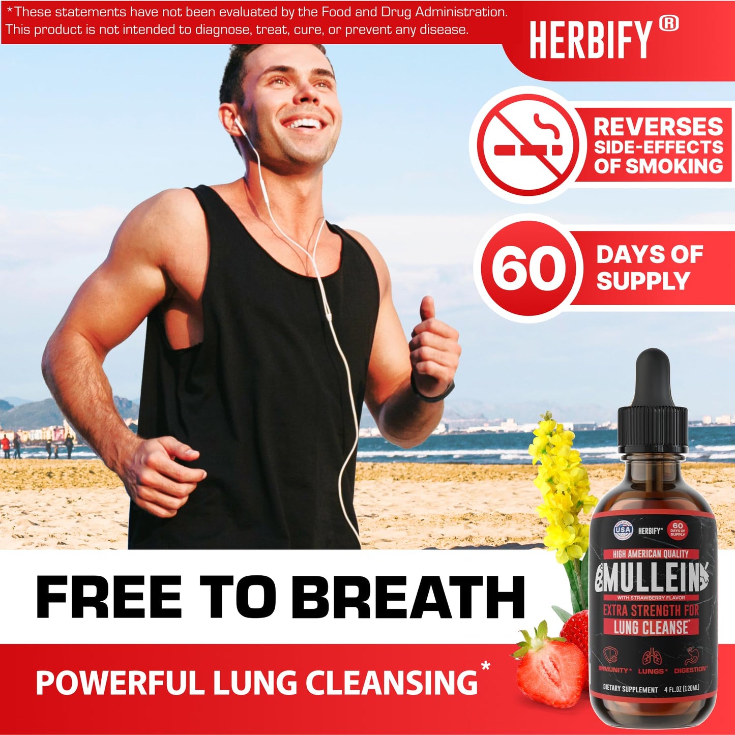 Herbify Mullein Drops – Strawberry 4oz