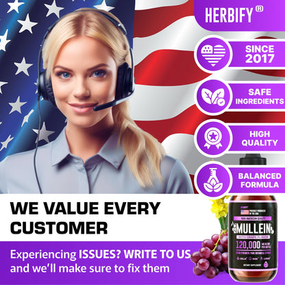 Herbify Mullein Drops Lung & Immune Support 4oz Grape